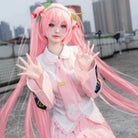L - email Wig Hatsune Miku Sakura Miku Pink Full Set Halloween Cosplay Costume - lemailwigs