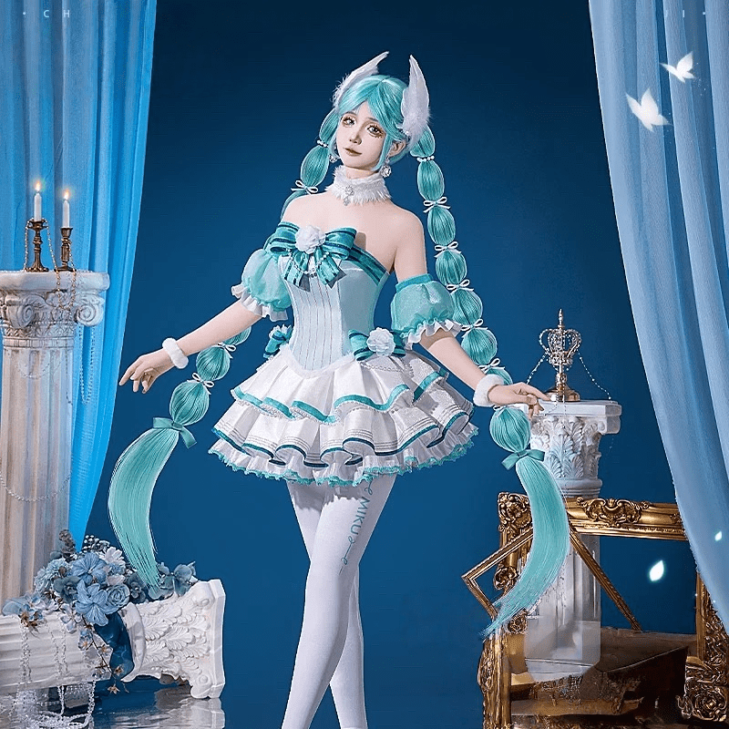 L - email Wig Hatsune Miku Swan Lake Miku Cosplay Costume And Wig Full Set - lemailwigs