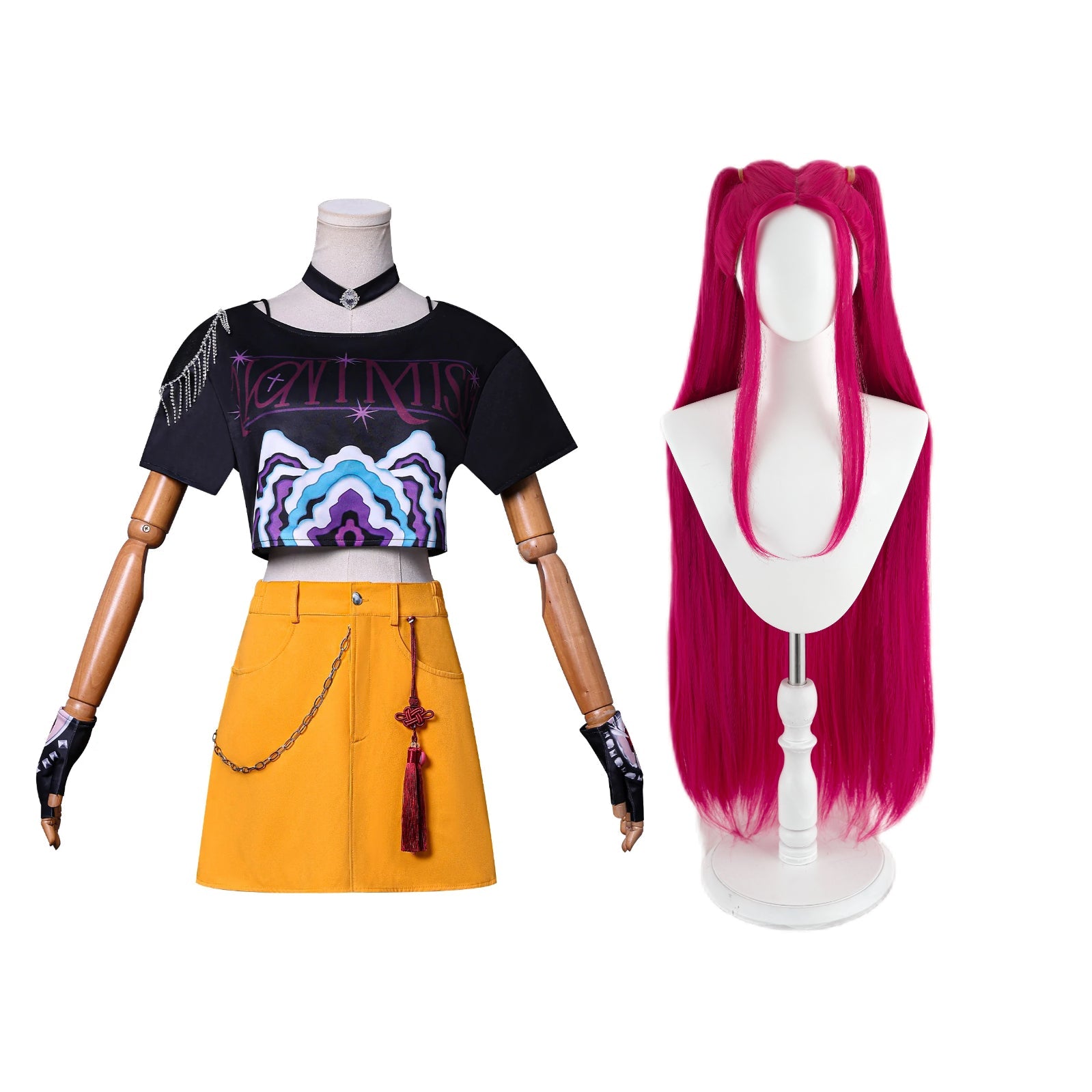 L - email Wig Huntrix KPOP Demon Hunter MIRA Cosplay Costume And Wig Kit - lemailwigs