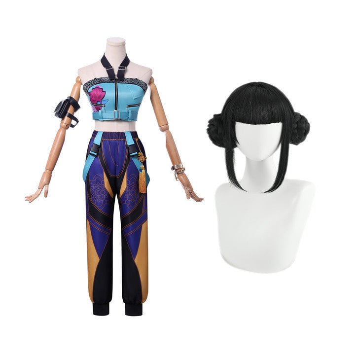 Perruque Cosplay Zoe Demon Hunters - Noir, 33 Cm - Fibre Haute Température - Ajustable, Pour Adulte - Halloween, Fête, Déguisement
