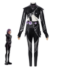L - email Wig Huntr/X Kpop Demon Hunter Rumi Black Leather Combat Cosplay Costume And Wig Full Set - lemailwigs