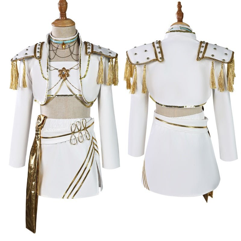 L - email Wig Huntr/X Kpop Demon Hunter Rumi Zoey Mira Kids' White Outfit Halloween Cosplay Costume - lemailwigs