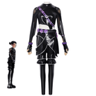 L - email Wig Huntr/X Kpop Demon Hunter Zoey Black Leather Combat Cosplay Costume And Wig Full Set - lemailwigs