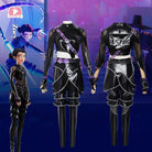 L - email Wig Huntr/X Kpop Demon Hunter Zoey Black Leather Combat Cosplay Costume And Wig Full Set - lemailwigs