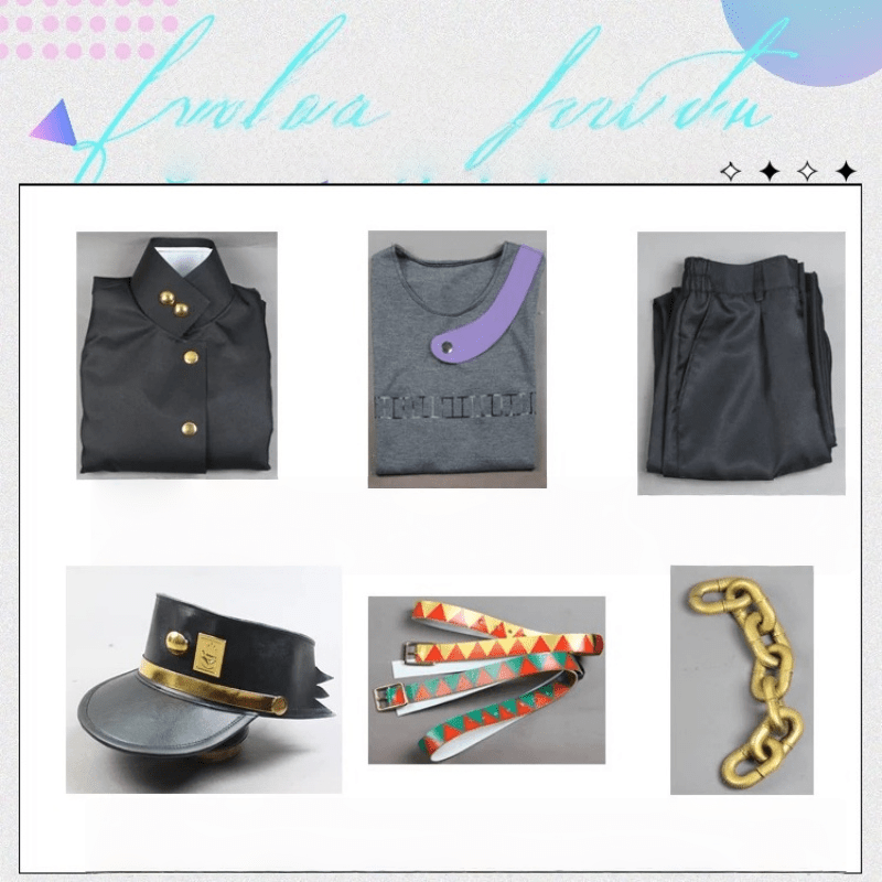 L - email Wig JoJo's Bizarre Adventure Jotaro Kujo Cosplay Costume And Wig Full Set - lemailwigs