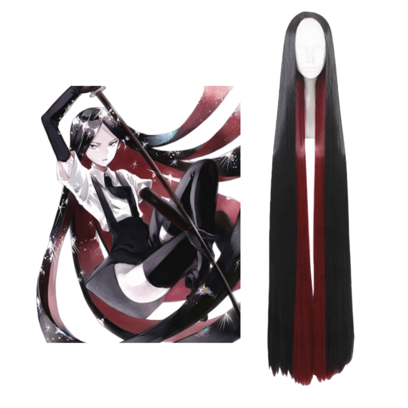L - email Wig Land Of The Lustrous Bort Black Red 150cm Long Straight Cosplay Wig - lemailwigs