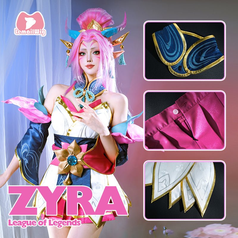 L-email Wig League of Legends Spirit Blossom Zyra Dress Cosplay Costume - lemailwigs