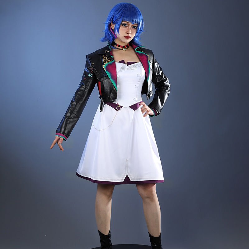 L - email Wig LOL Arcane Season 2 Jinx Powder Dress Cosplay Wig And Costume Kit - lemailwigs