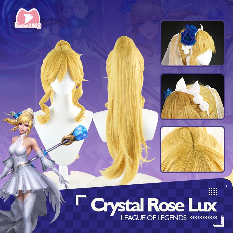 L - email Wig LOL Crystal Rose Lux White Cosplay Costume Wig Full Set - lemailwigs