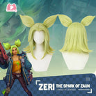 L - email Wig LOL Zeri The Spark Of Zaun 40cm Green Cosplay Wig - lemailwigs