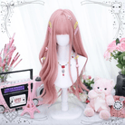 L - email Wig Long Pink Curly Lolita Wig - lemailwigs