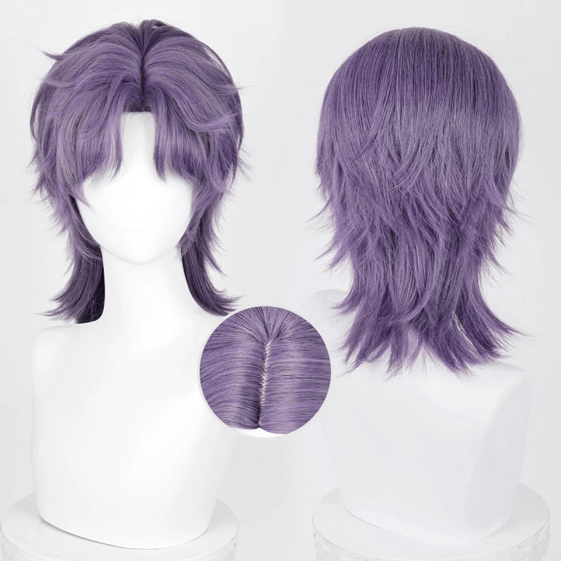 L - email Wig Love and Deepspace Rafayel Purple 38cm Short Halloween Cosplay Wig - lemailwigs