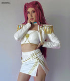 L - email Wig Mira White Outfit Full Set (XS - XXXL) - lemailwigs