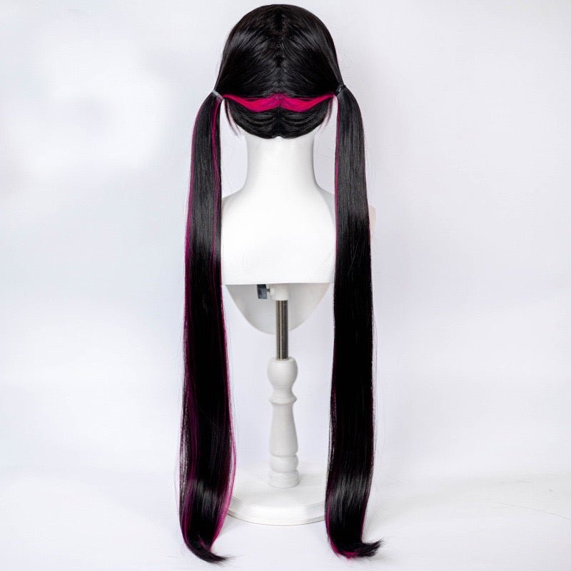 L - email Wig Monster High Draculaura Color Mixing Long Double Braids Halloween Cosplay Wig - lemailwigs
