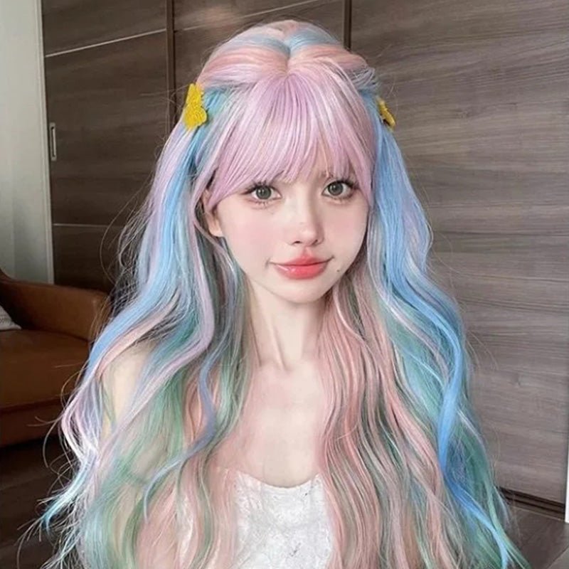 L - email Wig Multicolor Mix Curly Lolita Wig - lemailwigs