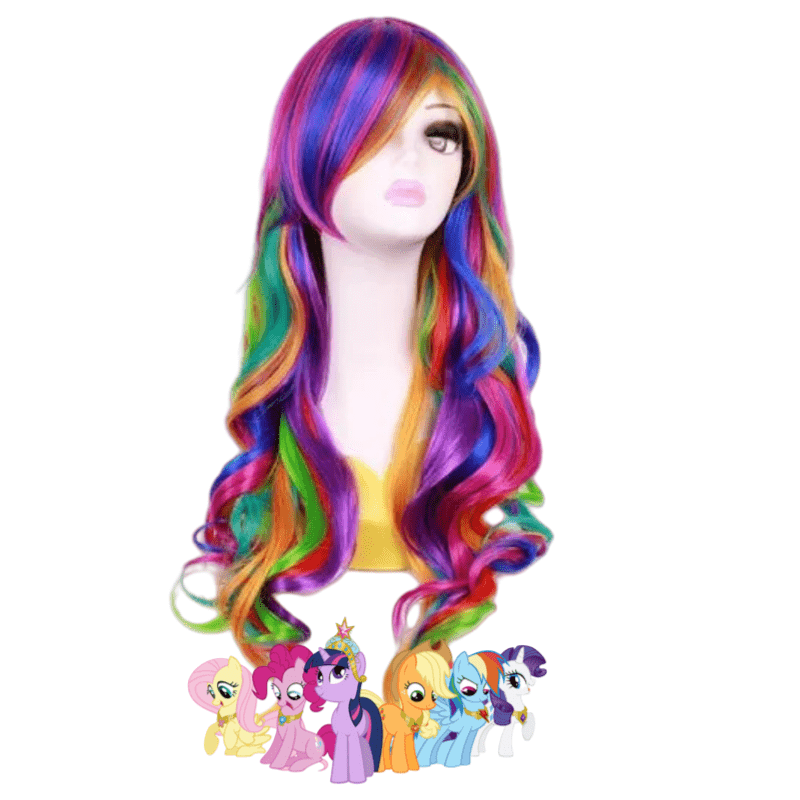 L - email Wig My Little Pony Rainbow Dash Colorful Halloween Cosplay Wig - lemailwigs