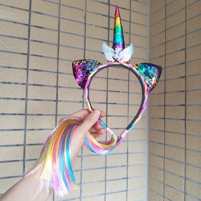 L - email Wig My Little Pony Unicorn Kid's Headband Halloween Cosplay Accessories - lemailwigs