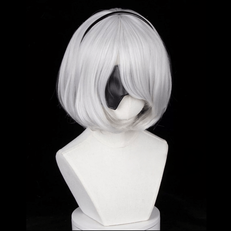 L - email Wig Nier Automata 2B White Short Wig - lemailwigs