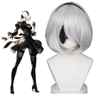 L - email Wig Nier Automata 2B White Short Wig - lemailwigs