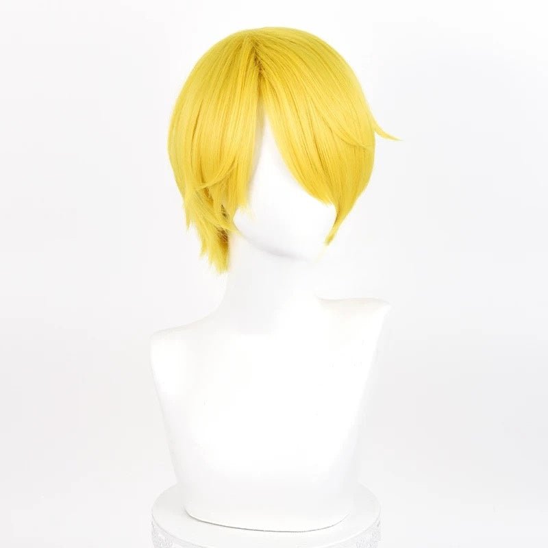 L - email Wig ONE PIECE Vinsmoke Sanji Golden Yellow 30cm Halloween Cosplay Wig - lemailwigs