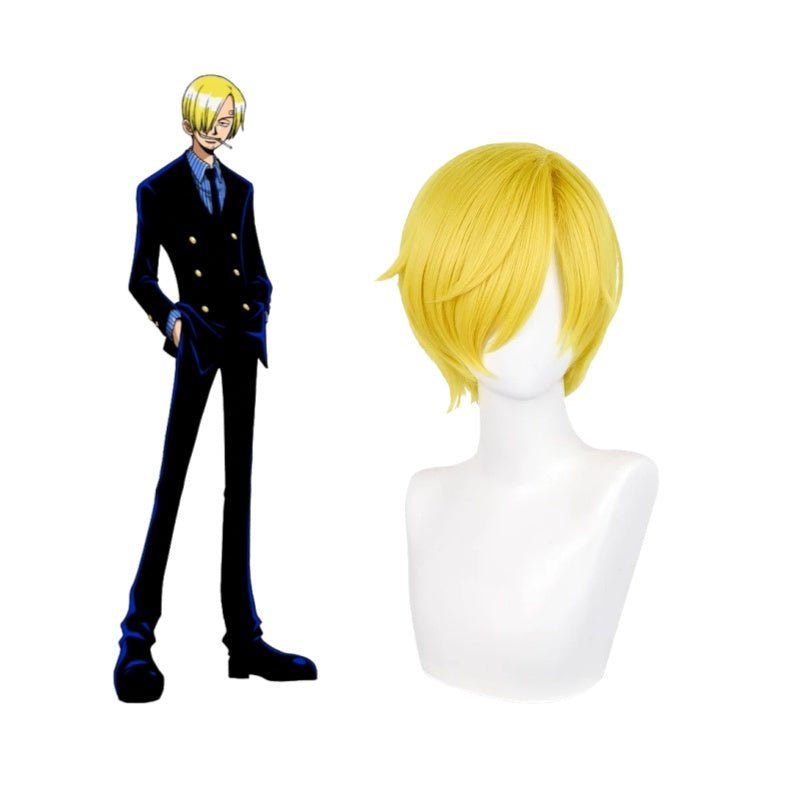 L - email Wig ONE PIECE Vinsmoke Sanji Golden Yellow 30cm Halloween Cosplay Wig - lemailwigs