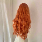 L - email Wig Orange Hand Hook Curls 65cm Lace Front Wig - lemailwigs