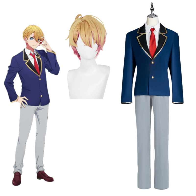 L - email Wig Oshi no Ko Aquamarine Hoshino Blonde Mixed Pink Cosplay Costume And Wig Full Set - lemailwigs