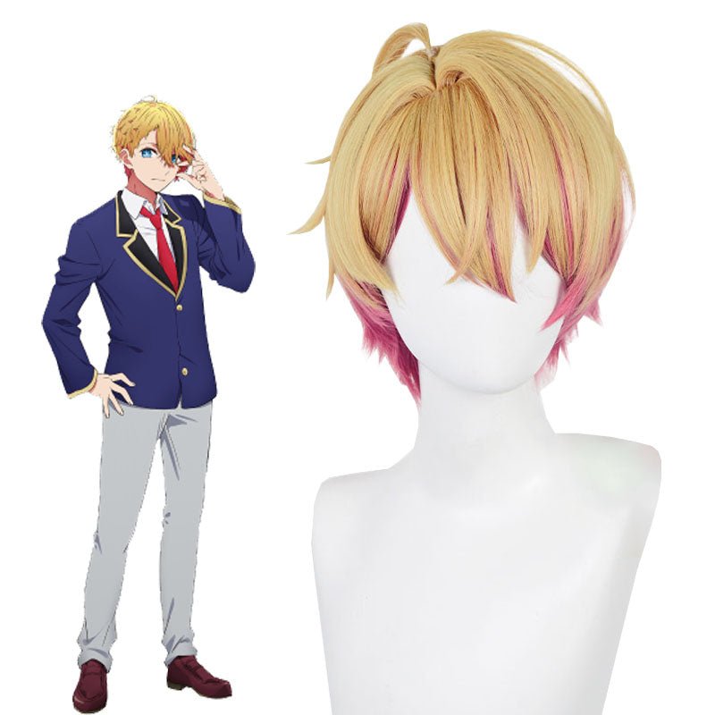 L - email Wig Oshi no Ko Aquamarine Hoshino Blonde Mixed Pink Cosplay Costume And Wig Full Set - lemailwigs