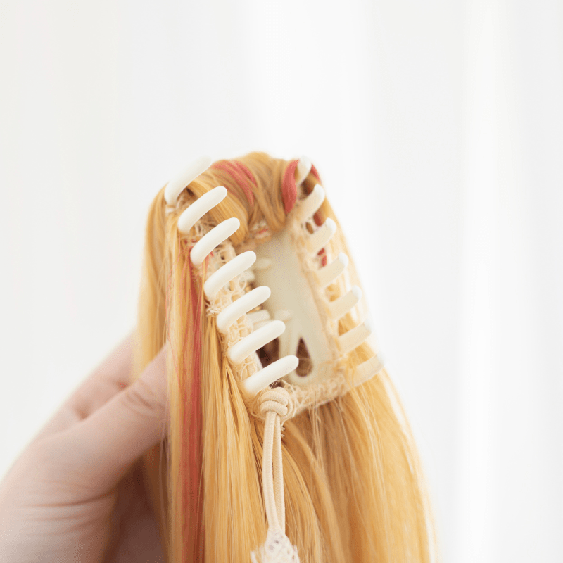 L - email Wig Oshi no Ko Ruby Hoshino Blonde Mixed Red Cosplay Costume And Wig Full Set - lemailwigs