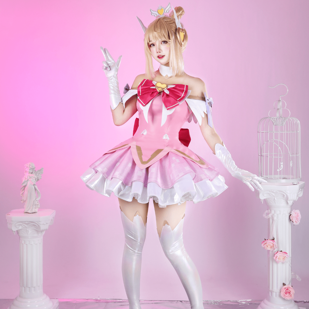 L - email Wig Overwatch Juno Magical Girl Cosplay Costume - lemailwigs