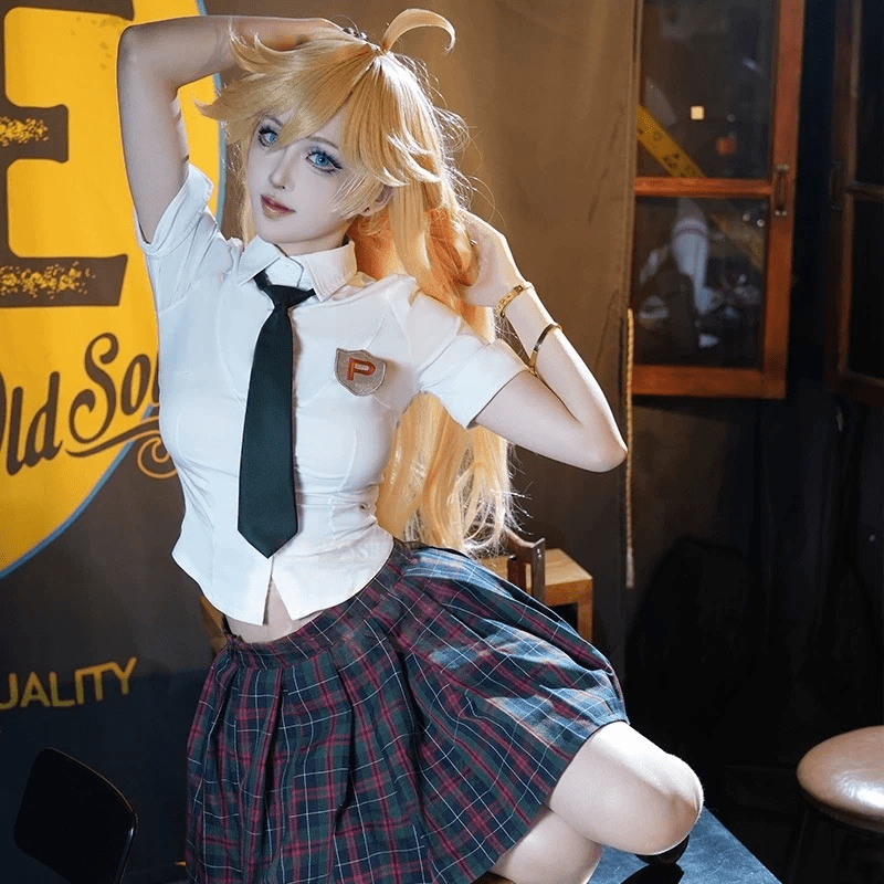 L - email Wig Panty & Stocking with Garterbelt Panty Anarchy School Uniforms Cosplay Costume - lemailwigs