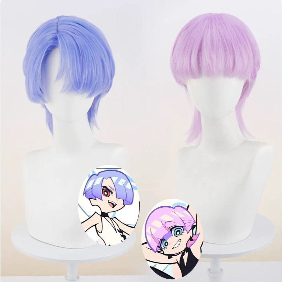 L - email Wig Panty & Stocking with Garterbelt Polyester Polyurethane Blue Pink Cosplay Wig - lemailwigs