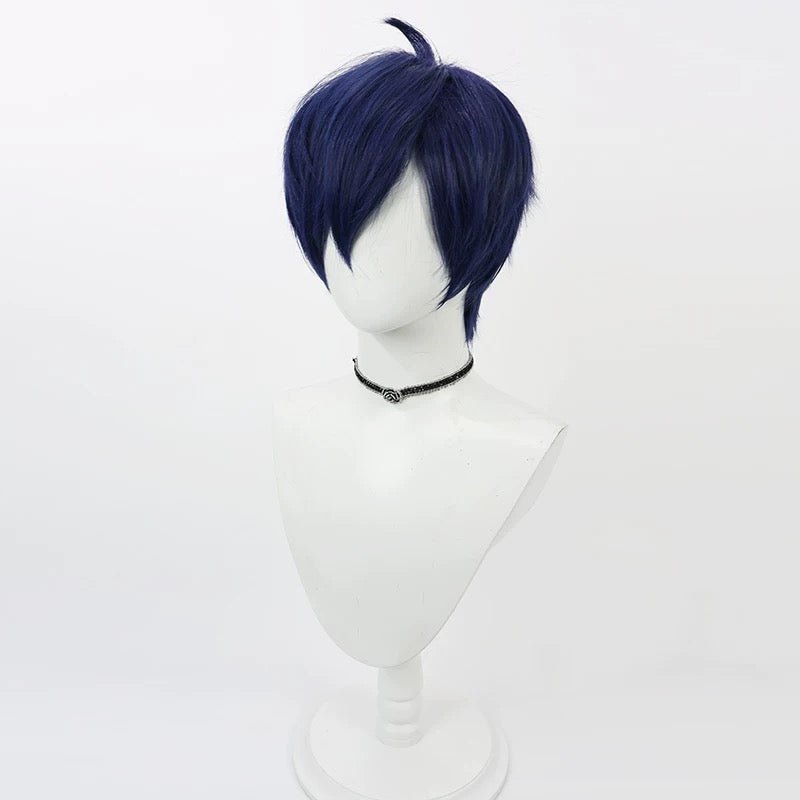 L - email Wig Persona 3 Makoto Yuki Dark Blue Halloween Cosplay Wig - lemailwigs