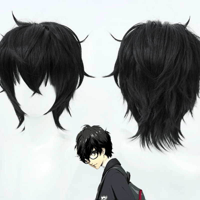L - email Wig Persona 5 Ren Amamiya Black Halloween Cosplay Wig - lemailwigs