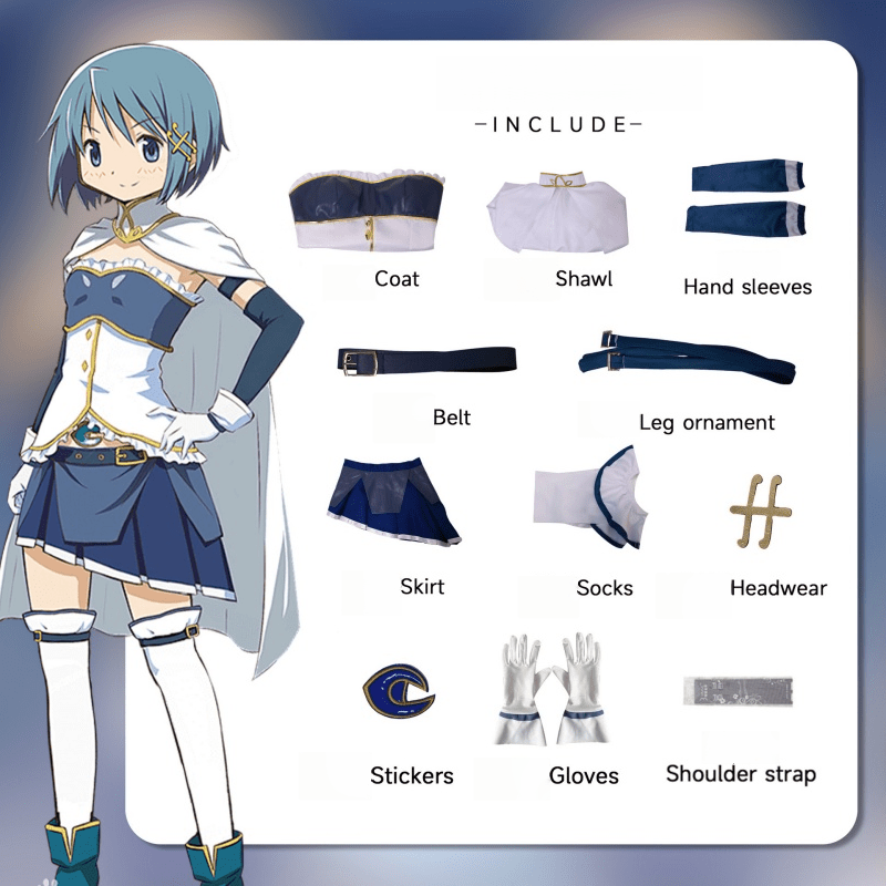L - email Wig Puella Magi Madoka Magica Sayaka Miki Full Set Halloween Cosplay Costume And Cosplay Wig - lemailwigs