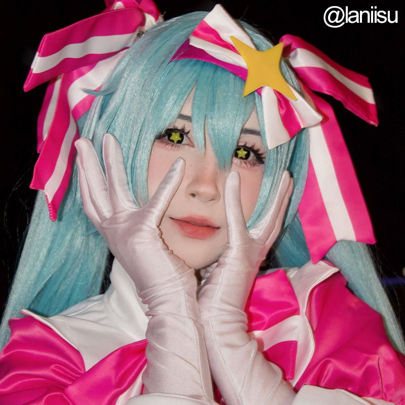 L - email Wig Retry Now Pink Dress Magical Cosplay Costume Wig Full Set - lemailwigs