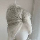 L - email Wig Silver White Grey 45cm Bangs Front Lace Wig - lemailwigs