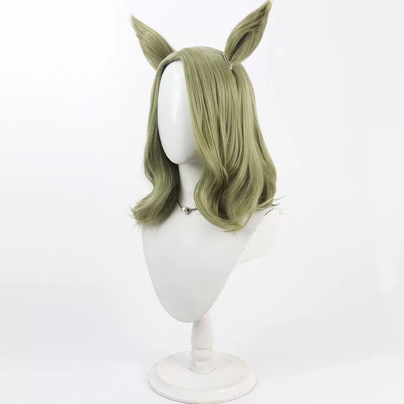 L - email Wig Umamusume: Pretty Derby Air Messiah Green Ear And Tail Cosplay Wig - lemailwigs