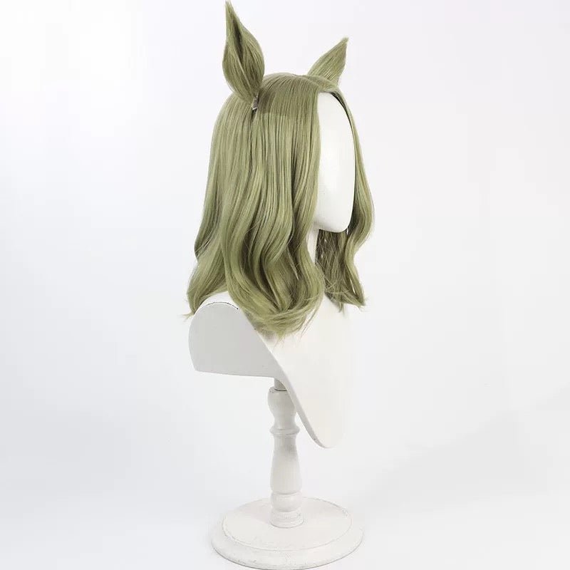 L - email Wig Umamusume: Pretty Derby Air Messiah Green Ear And Tail Cosplay Wig - lemailwigs