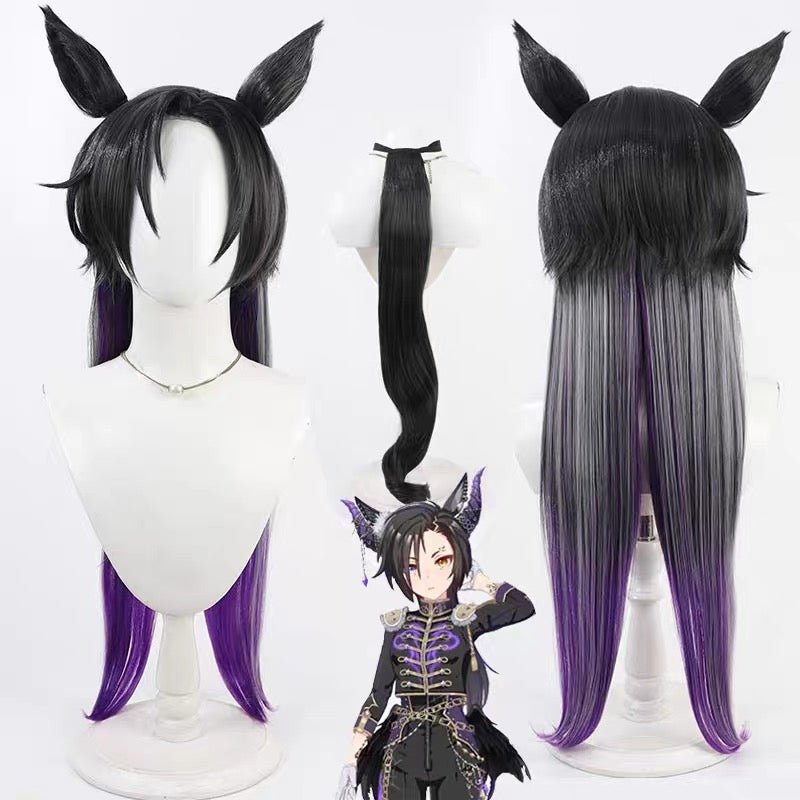 L - email Wig Umamusume: Pretty Derby Air Shakur Mixed Color Long Tail And Ears Halloween Cosplay Wig - lemailwigs
