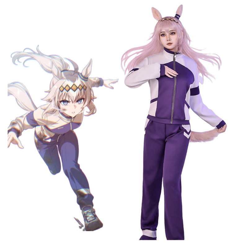 L - email Wig Umamusume: Pretty Derby Cinderella Gray Oguri Cap Halloween Cosplay Costume And Wig Full Set - lemailwigs