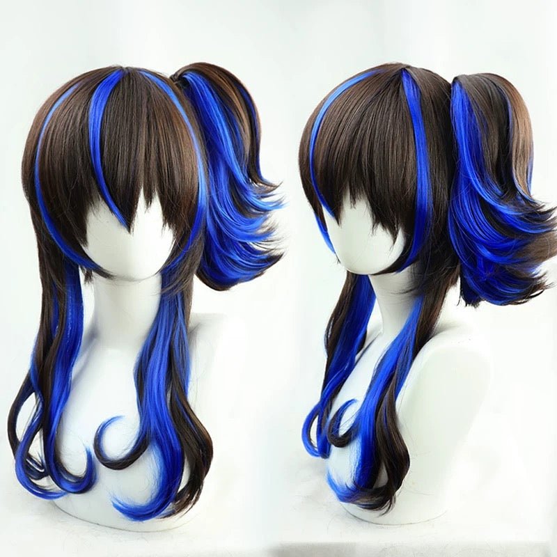 L - email Wig Umamusume: Pretty Derby Daitaku Helios Blown Blue Ears And Tail Cosplay Wig - lemailwigs