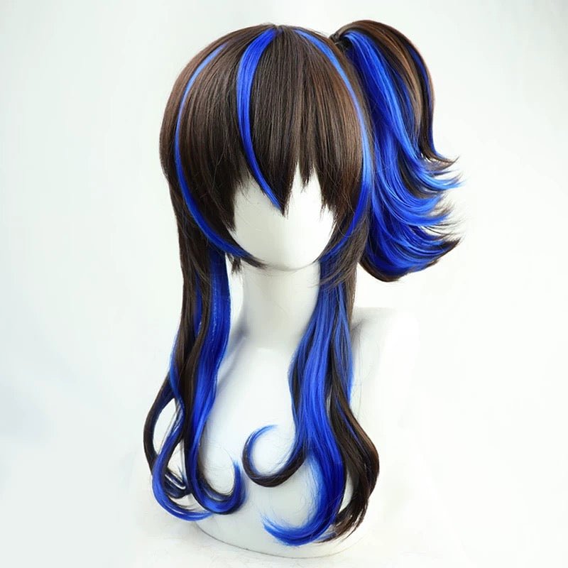 L - email Wig Umamusume: Pretty Derby Daitaku Helios Blown Blue Ears And Tail Cosplay Wig - lemailwigs