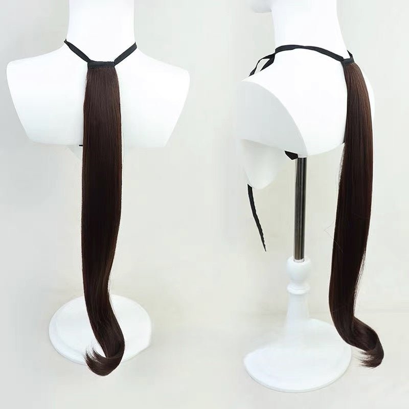 L - email Wig Umamusume: Pretty Derby Daitaku Helios Blown Blue Ears And Tail Cosplay Wig - lemailwigs