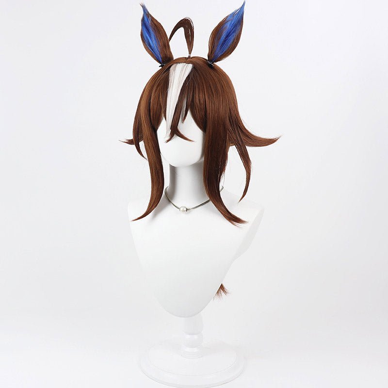 L - email Wig Umamusume: Pretty Derby Epiphaneia Brown Cosplay Wig Tail - lemailwigs