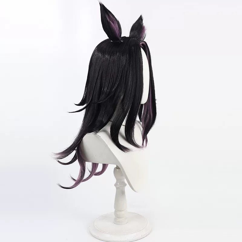 L - email Wig Umamusume: Pretty Derby Fenomeno Black Purple Tail And Ears Halloween Cosplay Wig - lemailwigs