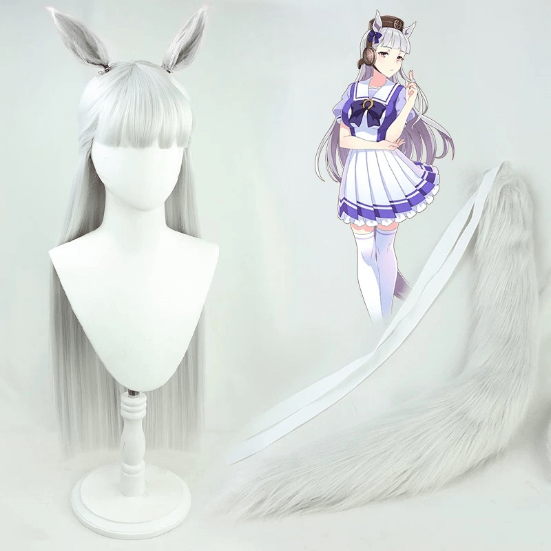 L - email Wig Umamusume: Pretty Derby Gold Ship 90cm Tail And Ears Halloween Cosplay Wig - lemailwigs