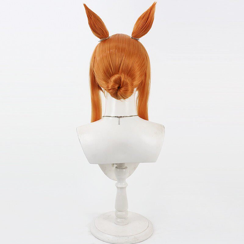 L - email Wig Umamusume: Pretty Derby Mayano Top Gun Wedding Orange Cosplay Waig Ears Tail - lemailwigs
