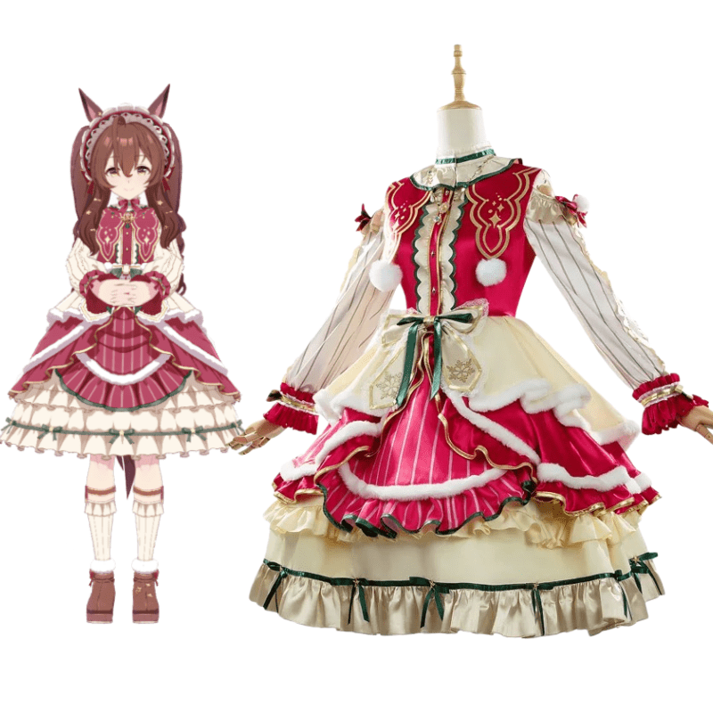 L - email Wig Umamusume: Pretty Derby Mejiro Bright Christmas Cosplay Costume - lemailwigs