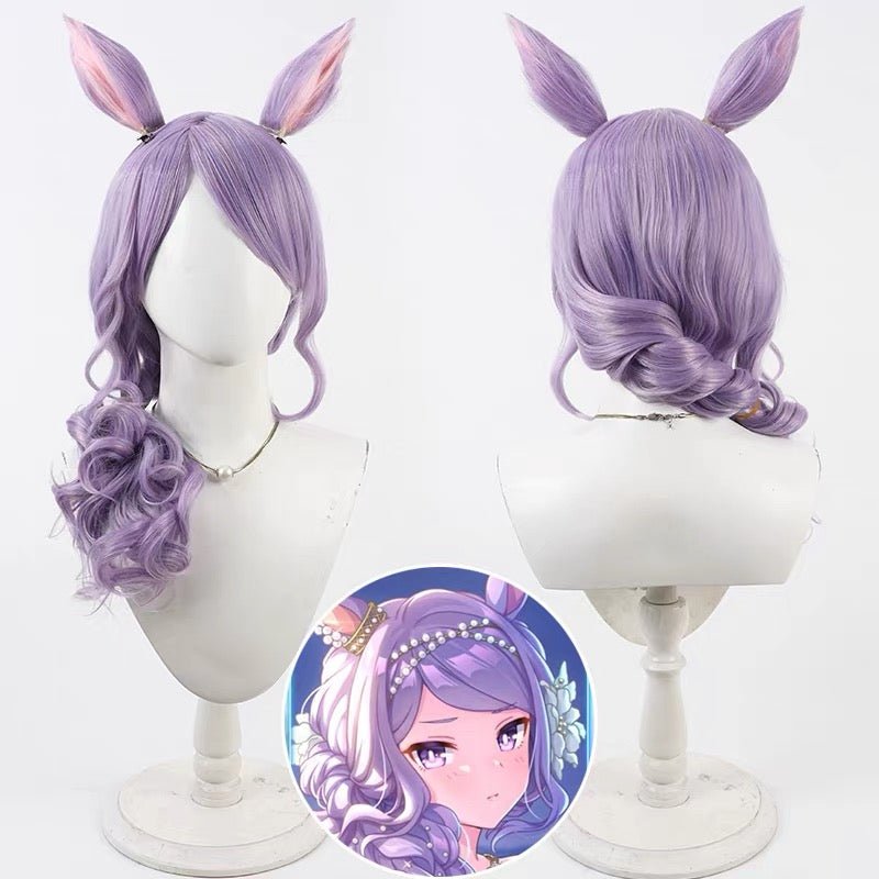 L - email Wig Umamusume: Pretty Derby Mejiro McQueen Purple Curly 50cm Cosplay Wig - lemailwigs